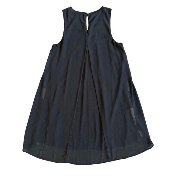 Entro Sleeveless Flowy Black Mini Shift Dress Yellow Lemon Print Size Small - Picture 5 of 6